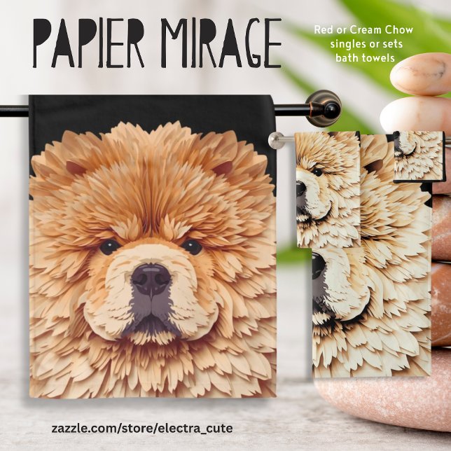 PAPIER MIRAGE Cream Chow Badhandtuch Set (Available in Red or Cream Chow)