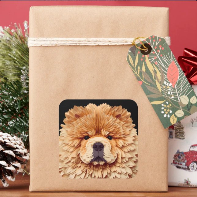 PAPIER MIRAGE Red Chow Quadratischer Aufkleber (Von Creator hochgeladen)