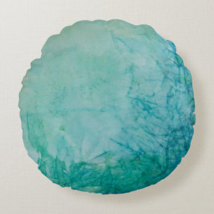 Papier mit der blauen, grünen und schwarzen Farbe Rundes Kissen