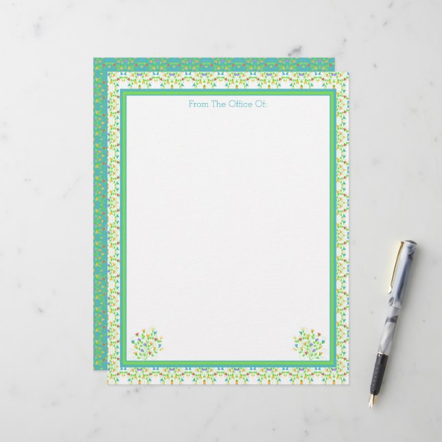 Papier mit floraler Akzentuierung des Designers Briefbogen (Vorderseite/Rückseite Beispiel)