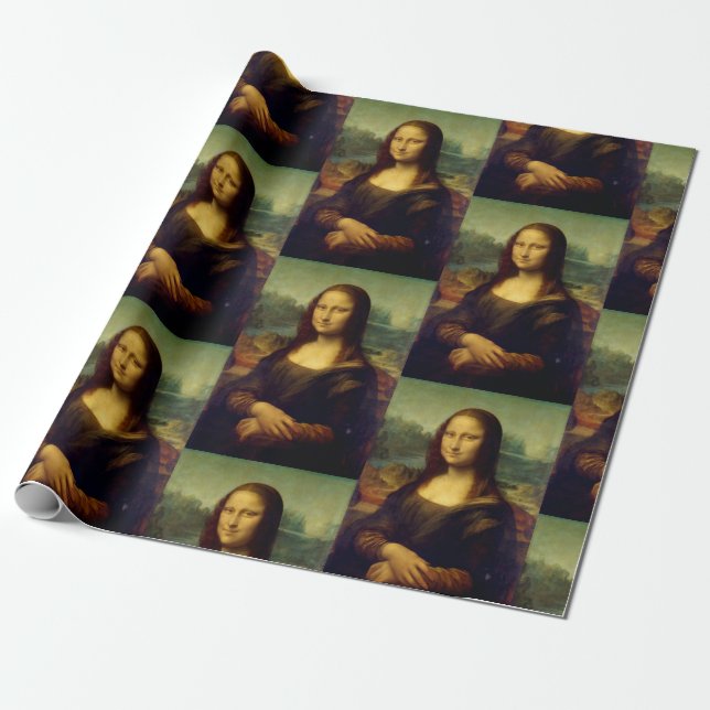 Papier mit Mona Lisa Print Geschenkpapier (Ungerollt)