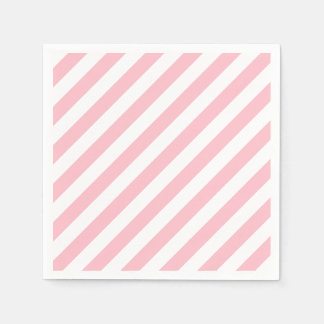Papier mit rosa und weißem, diagonalen Streifen Serviette (Vorderseite)