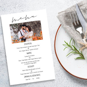 PAPIER Modernes Skript-Foto-Hochzeitmenü