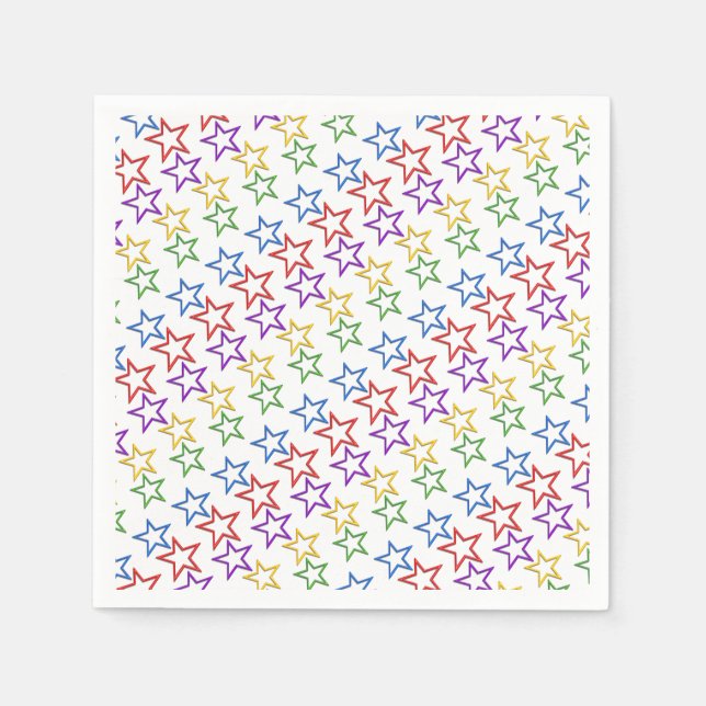 Papier Napkin - Bands farbiger Sterne Serviette (Vorderseite)