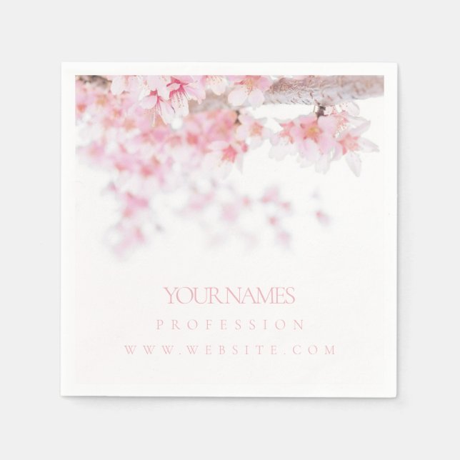 PAPIER NAPKIN BUSINESS CARD : CHERRY BLOSSOM SERVIETTE (Vorderseite)