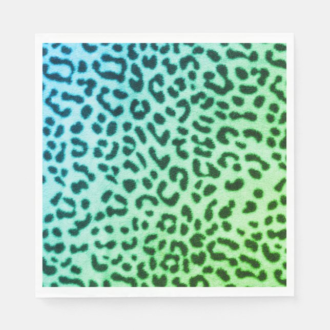 Papier Napkin Green/Blue Leopard Print Serviette (Vorderseite)