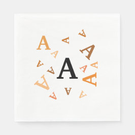 Papier Napkin - Jumblets Letters in Orange/Brown Serviette