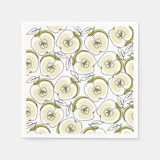 Papier Napkin mit Apfel gezeichnet. Serviette (Vorderseite)