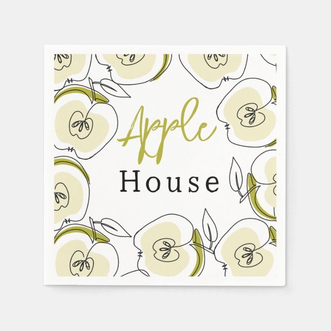 Papier Napkin mit Apfel gezeichnet. Serviette (Vorderseite)