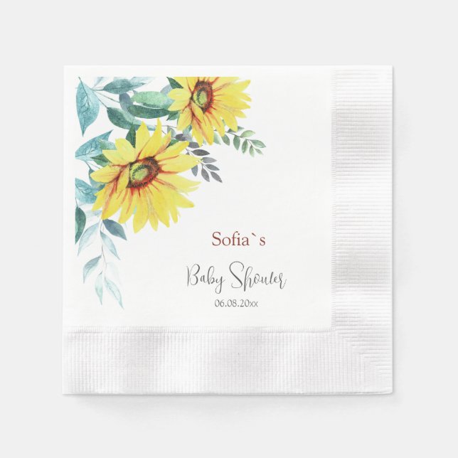 Papier Napkin mit Aquarellblumen Serviette (Vorderseite)