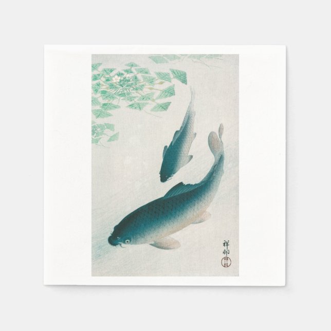 PAPIER NAPKIN : OHARA KOSON : CARP/KOI 1926 NAPKIN SERVIETTE (Vorderseite)