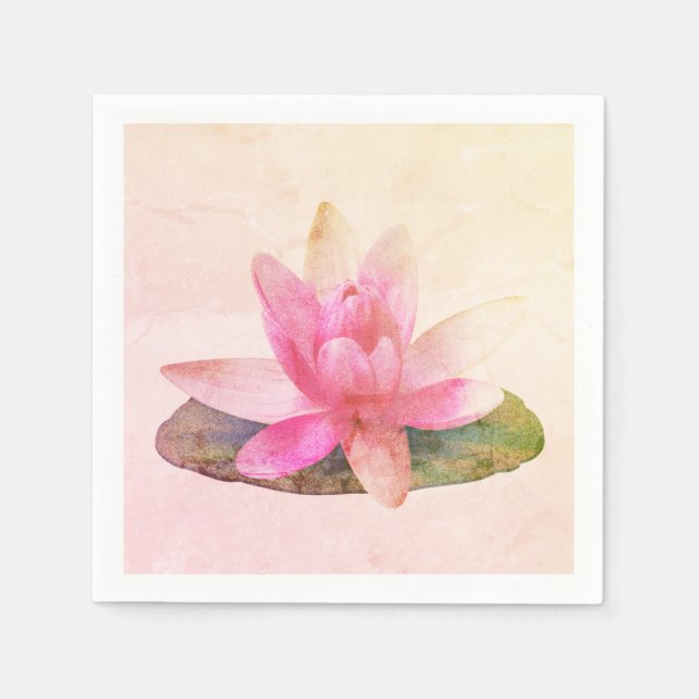 PAPIER NAPKIN: PINK LOTUS SERVIETTE (Vorderseite)