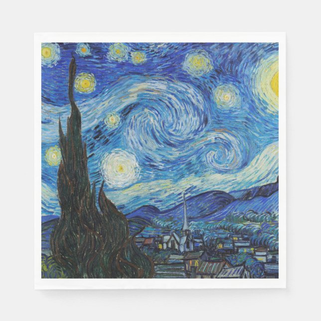 PAPIER NAPKIN : VAN GOGH : STARRY NACHT SERVIETTE (Vorderseite)