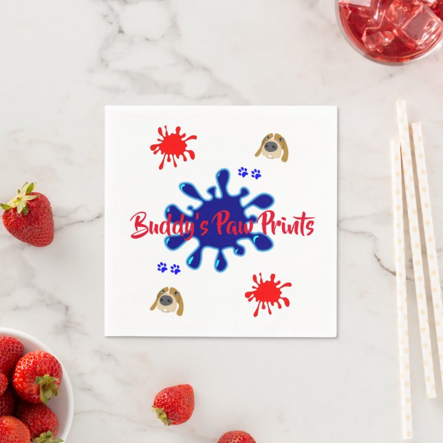 Papier Napkins, Dog Paws Paint Colors Serviette (Beispiel)