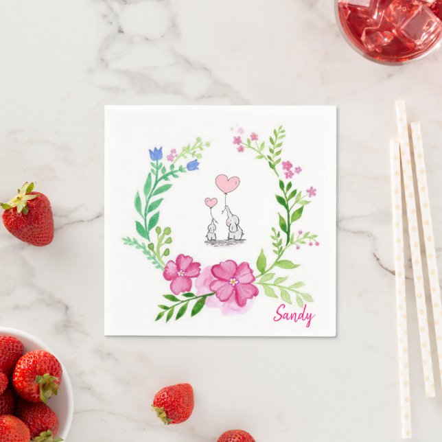 Papier Napkins, Elefant, floral Serviette (Beispiel)