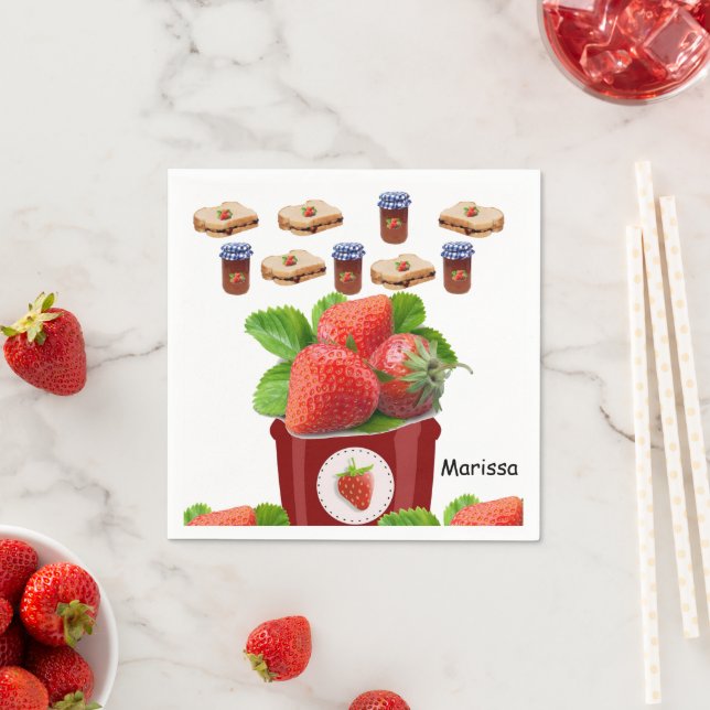 Papier Napkins, Erdbeere Marmelade Erdnussbutter Serviette (Beispiel)