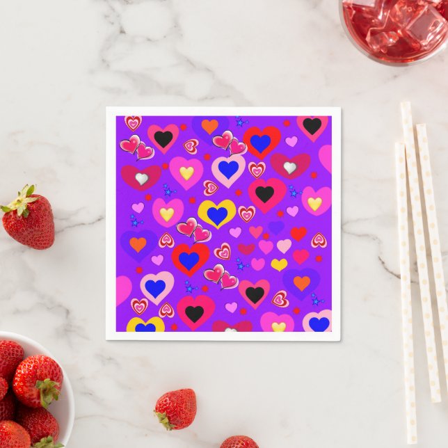 Papier Napkins, farbenfrohe Herzen Serviette (Beispiel)