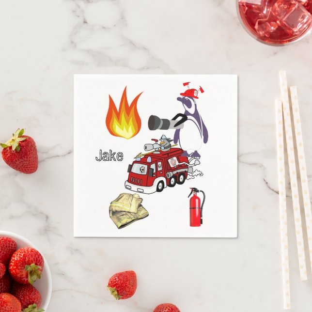 Papier Napkins, Feuerwehrpinguin Serviette (Beispiel)