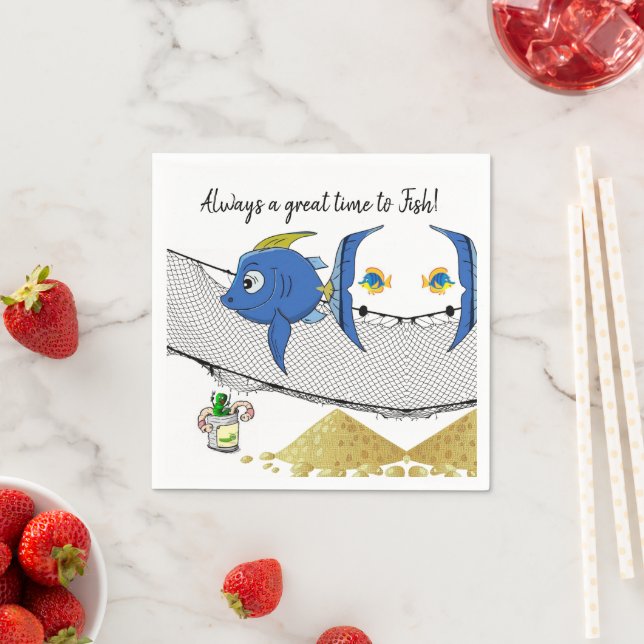 Papier Napkins, Fischerei Fischwürmer Sand Napkins Serviette (Beispiel)