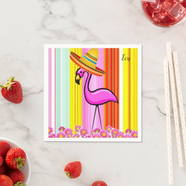 Papier Napkins, Flamingo Streifen floral Serviette (Beispiel)