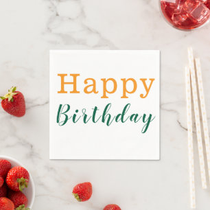Papier Napkins, glücklich Geburtstag Orange Green Serviette