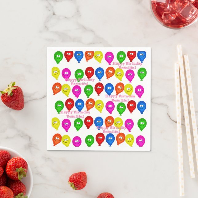 Papier Napkins, glücklich zum Geburtstag bunte Bal Serviette (Beispiel)