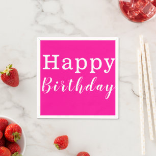 Papier Napkins, glücklich zum Geburtstag heiß rosa Serviette