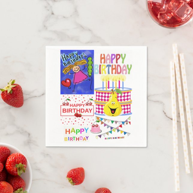 Papier Napkins, glücklich zum Geburtstag Polar Serviette (Beispiel)
