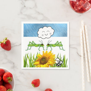 Papier Napkins, Grasshopper Wolken Bienen Serviette