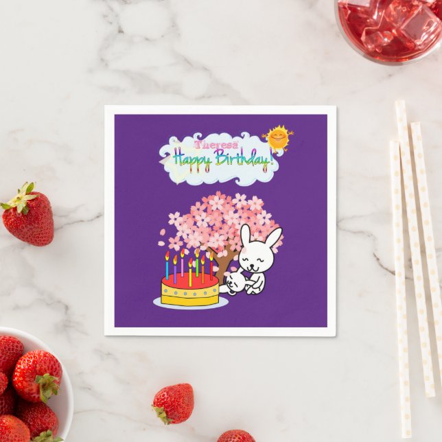 Papier Napkins, Happy Birthday Kaninchen Cake Serviette (Beispiel)