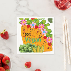 Papier Napkins, Karotten Peas 100% Vegan Serviette