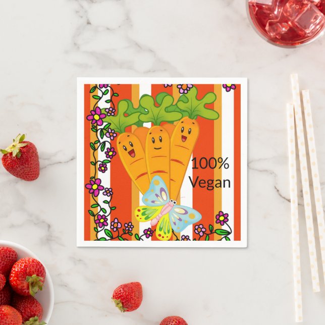Papier Napkins, Karottenschmetterling 100% Vegan Serviette (Beispiel)