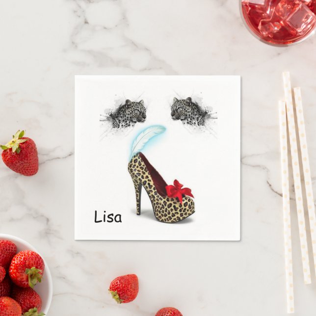 Papier Napkins, Leopard-Heels Serviette (Beispiel)