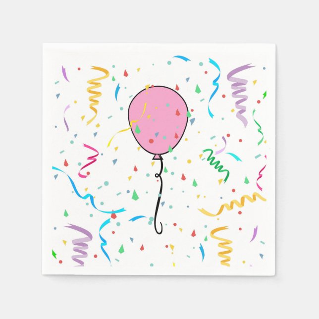 Papier Napkins mit Ballons und Konfetti Serviette (Vorderseite)