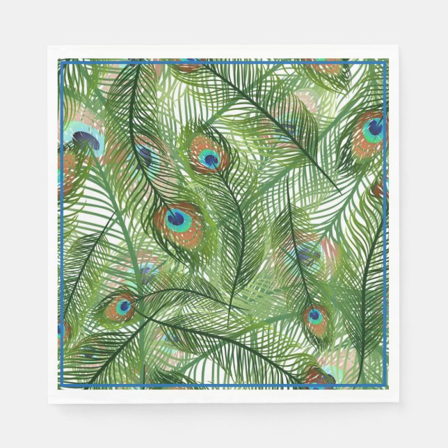Papier Napkins-Peacock-Feathers Serviette (Vorderseite)