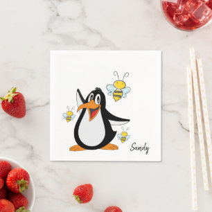 Papier Napkins, Pinguin-Hummel Serviette