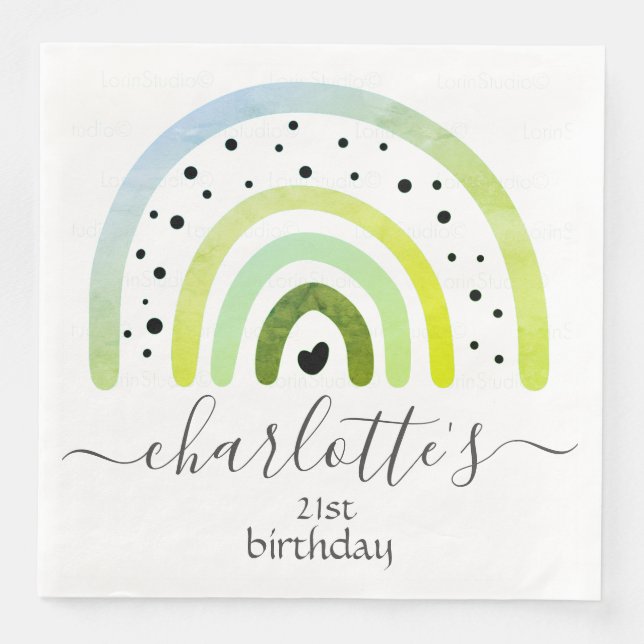 Papier Napkins - Rainbow Green Serviette (Vorderseite)