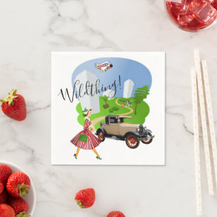 Papier Napkins, Retro Woman Wild Sache Serviette