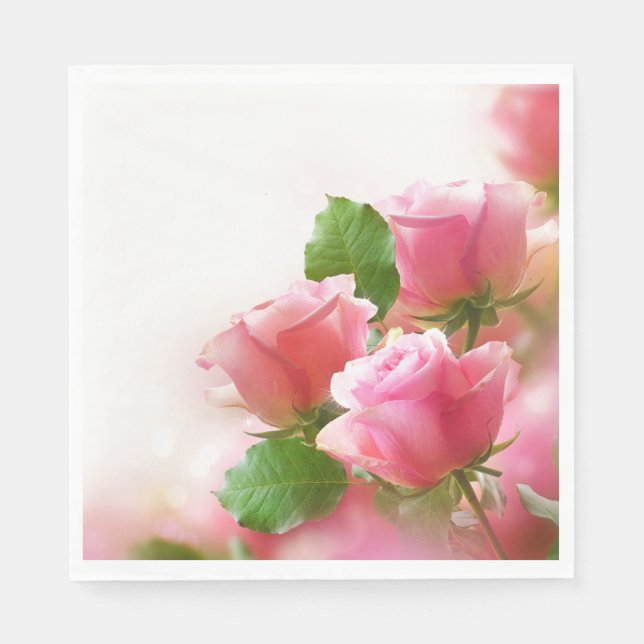 Papier Napkins-rosa Rosen Serviette (Vorderseite)
