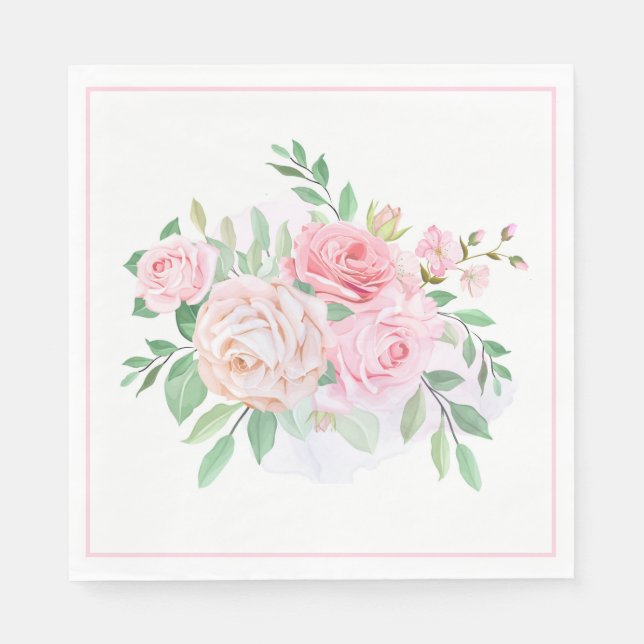 Papier Napkins-rosa Rosen Serviette (Vorderseite)