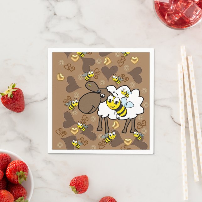 Papier Napkins, Schafbrown Hearts Serviette (Beispiel)