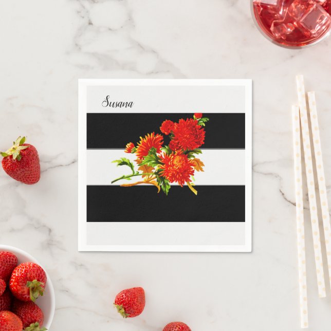 Papier Napkins, schwarzer Streifen Serviette (Beispiel)