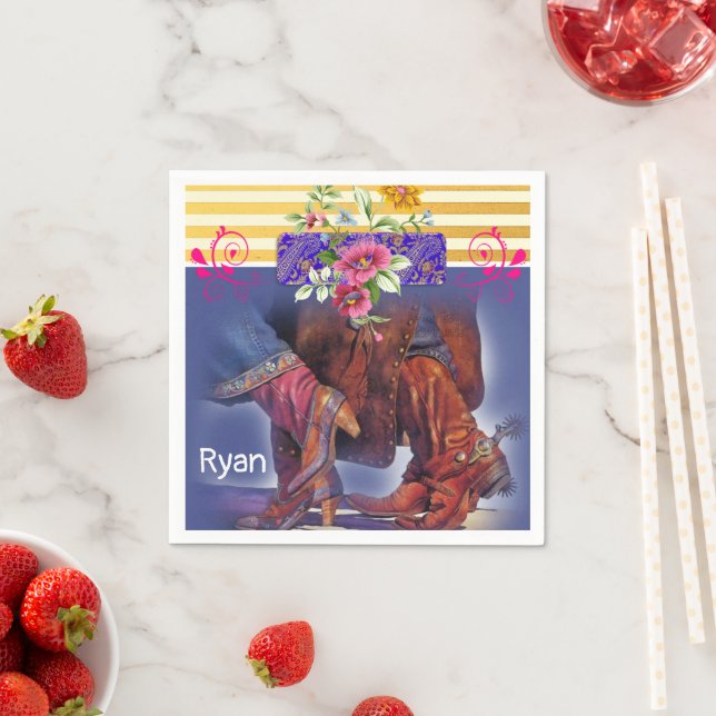 Papier Napkins, Streifen Linie tanzen Blumen Serviette (Beispiel)