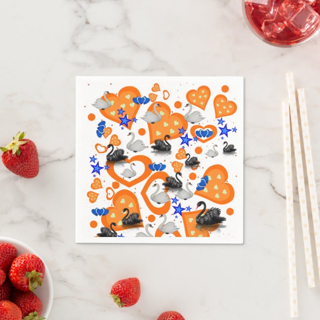 Papier Napkins, Swan Orange Hearts Serviette (Beispiel)