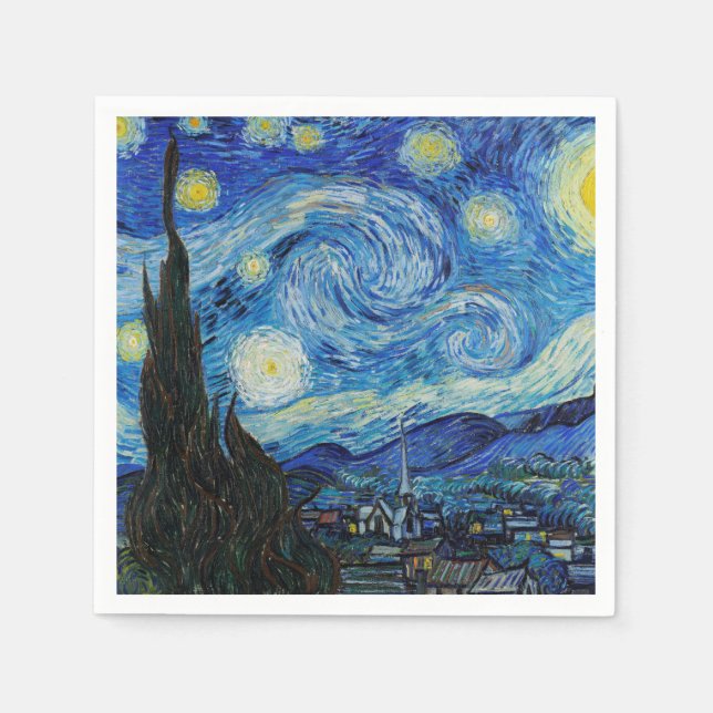 PAPIER NAPKINS : VAN GOGH : STARRY NACHT SERVIETTE (Vorderseite)