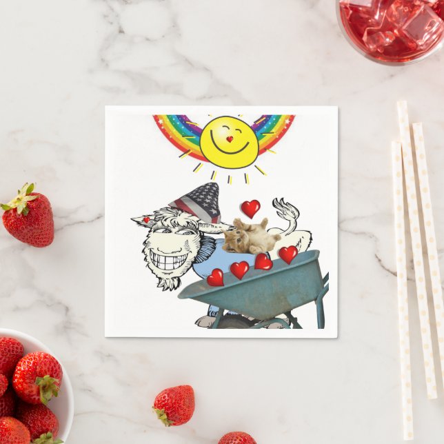 Papier Napkins, Ziege Kätzchen Rote Herzen Regenbo Serviette (Beispiel)