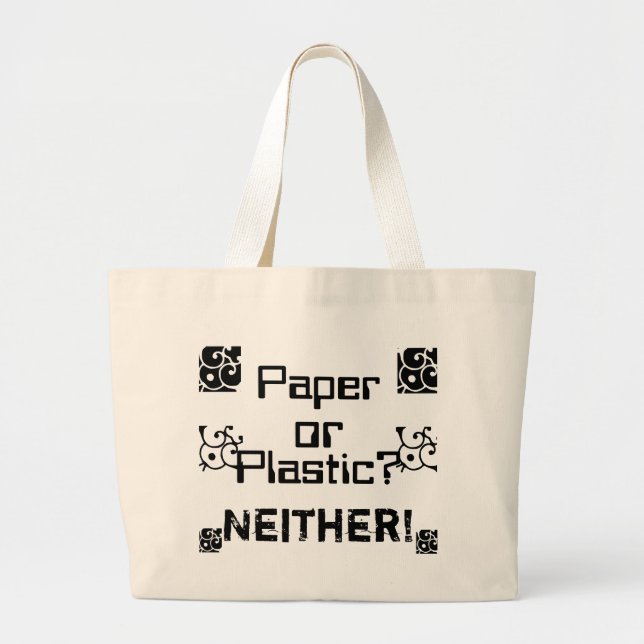 Papier oder Kunststoff? Jumbo Stoffbeutel (Vorne)