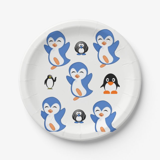 Papier Pinguine Paten Pappteller (Vorderseite)