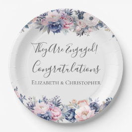 Papier-Platte für die blaurosa Blumenbedeckung Pappteller