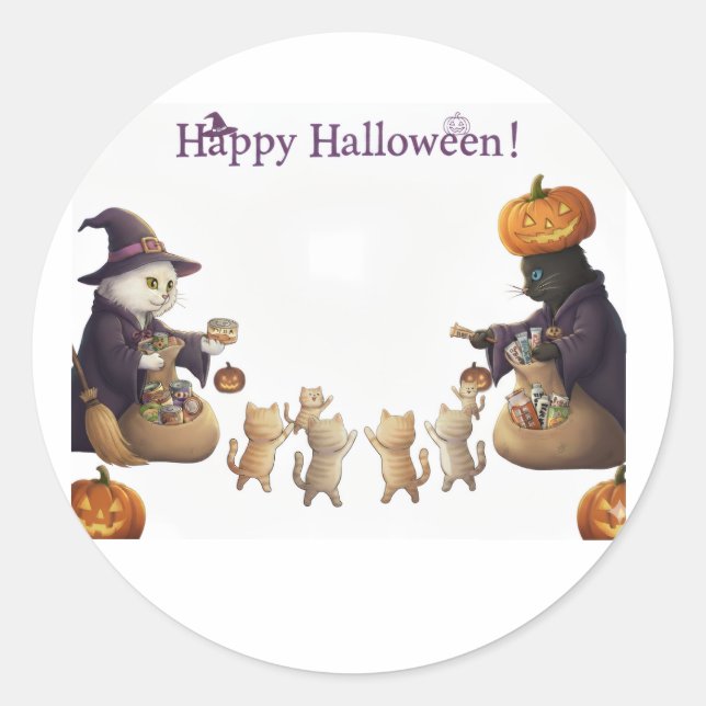 Papier&pukku frohes Halloween! Runder Aufkleber (Vorderseite)